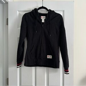 Size XS Vintage HBC Hudson Bay Olympic Black Polka Dot Hoodie Sweatshirt